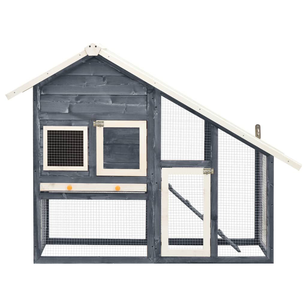 vidaXL Κλουβί Κουνελιών Γκρι/Λευκό 140x63x120 εκ. Μασίφ Ξύλο Ελάτης