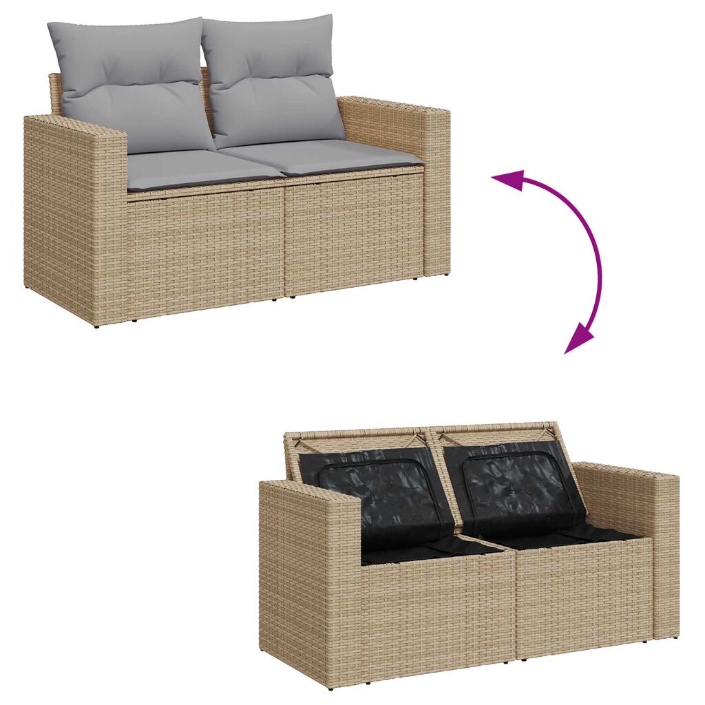 vidaXL Σετ Καναπέ Κήπου 10 pcs μπεζ και ανοιχτό γκρι 80 x 80 x 71 cm