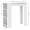 vidaXL Τραπέζι Μπαρ με Ράφια Λευκό 102 x 50 x 103,5 εκ.από Επεξ. Ξύλο