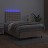 vidaXL Κρεβάτι Boxspring Στρώμα&LED Καπουτσίνο 120x200 εκ. Συνθ. Δέρμα