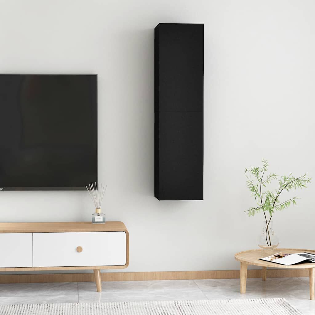 vidaXL Έπιπλα Τηλεόρασης 2 τεμ. Μαύρα 30,5x30x60 εκ. από Επεξ. Ξύλο