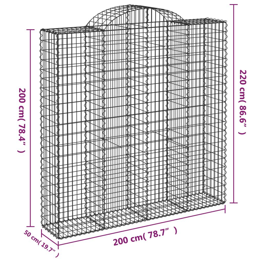 vidaXL Συρματοκιβώτια Τοξωτά 15 τεμ. 200x50x200/220 εκ. Γαλβαν. Ατσάλι