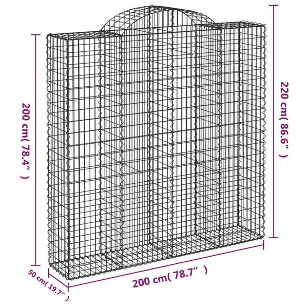 vidaXL Συρματοκιβώτια Τοξωτά 15 τεμ. 200x50x200/220 εκ. Γαλβαν. Ατσάλι