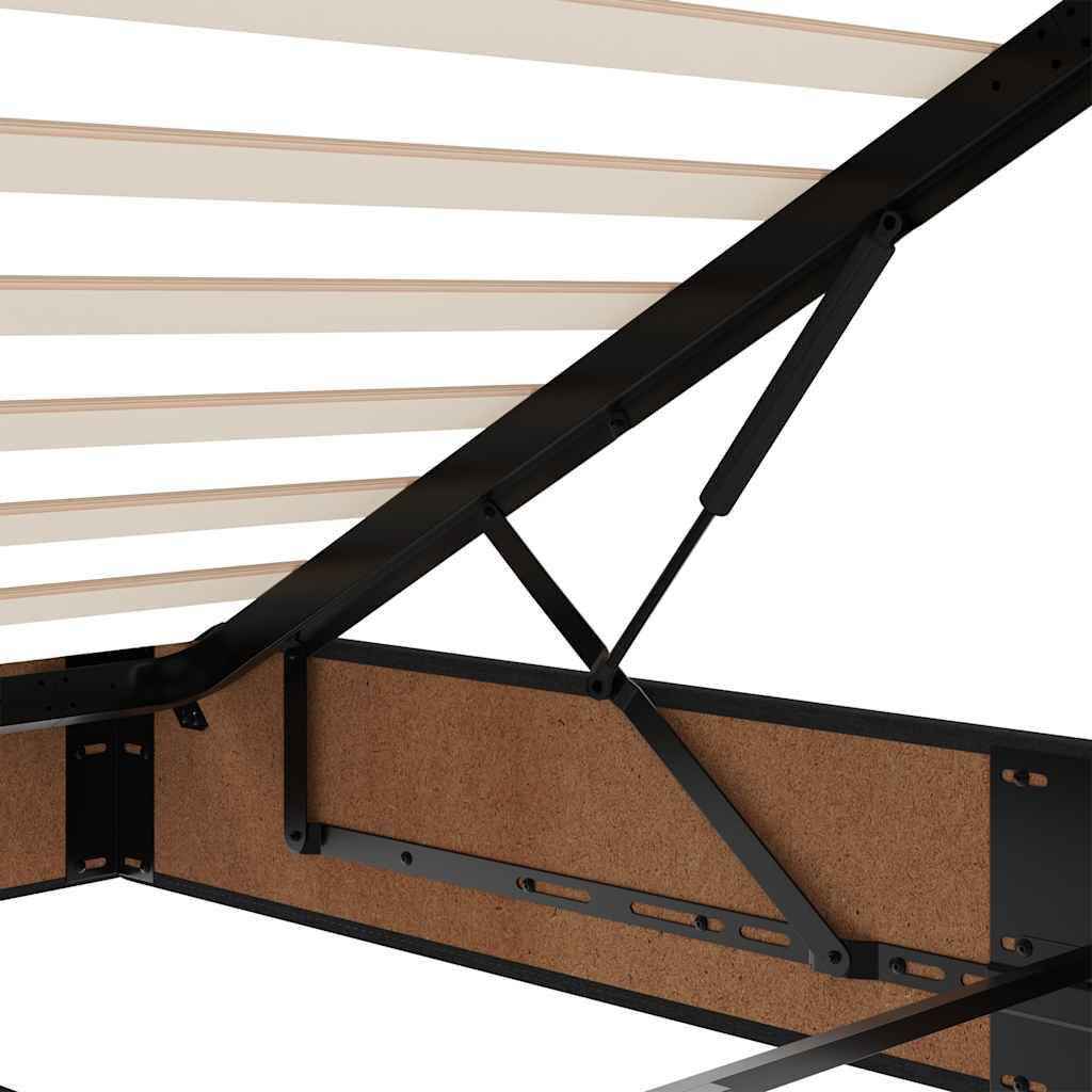 vidaXL Οθωμανικό κρεβάτι με στρώμα & LEDs Μαύρο 120x200 cm Ύφασμα