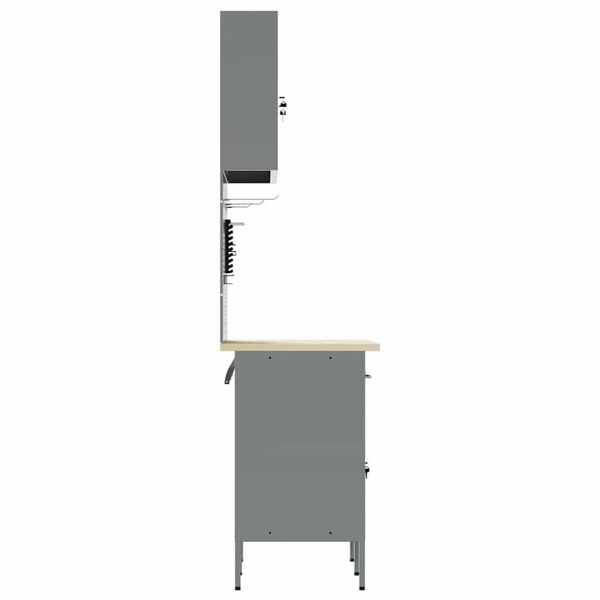 vidaXL Πάγκος εργασίας με συρτάρι 5 pcs Μαύρο 100 x 55 x 200 εκ Ατσάλι