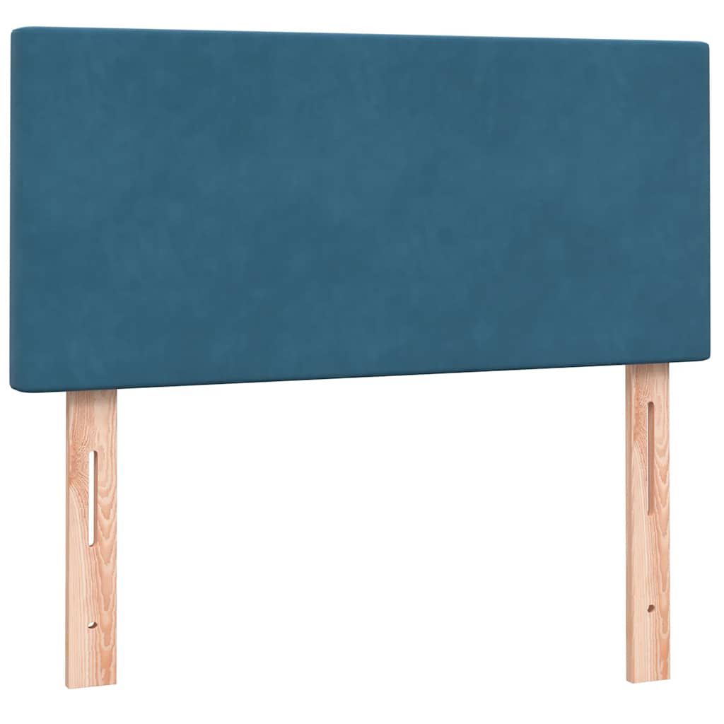 vidaXL Box Spring κρεβάτι με στρώμα σκούρο μπλε 90x210 εκ. Βελούδινο