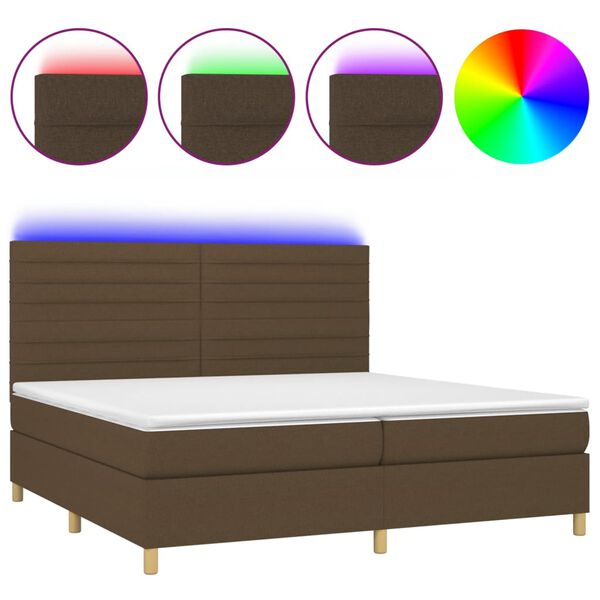 vidaXL &Kappa;&rho;&epsilon;&beta;ά&tau;&iota; Boxspring &mu;&epsilon; &Sigma;&tau;&rho;ώ&mu;&alpha; & LED &Sigma;&kappa;.&Kappa;&alpha;&phi;έ 200x200&epsilon;&kappa;. &Upsilon;&phi;&alpha;&sigma;&mu;ά&tau;&iota;&nu;&omicron;