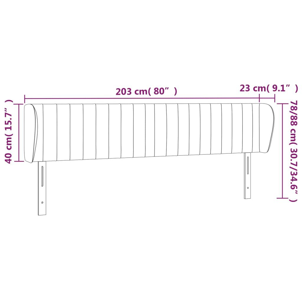 vidaXL Κεφαλάρι με Πτερύγια Σκούρο Μπλε 203x23x78/88 εκ. Βελούδινο