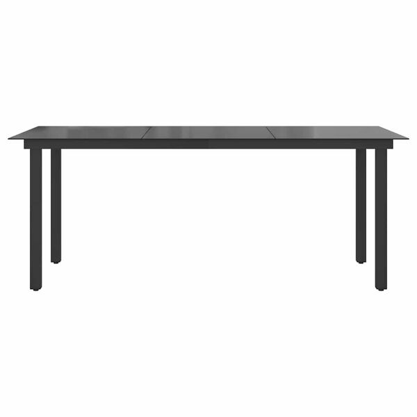 vidaXL Τραπέζι Κήπου Μαύρο 190 x 90 x 74 εκ. από Αλουμίνιο / Γυαλί