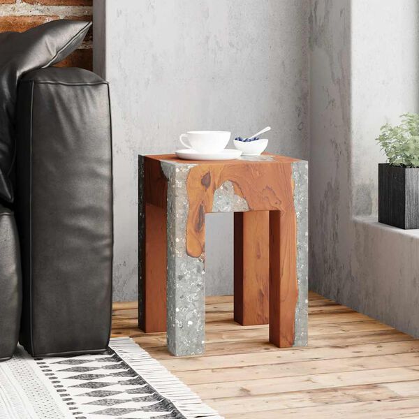 vidaXL Σκαμπό από Μασίφ Ξύλο Teak και Ρητίνη