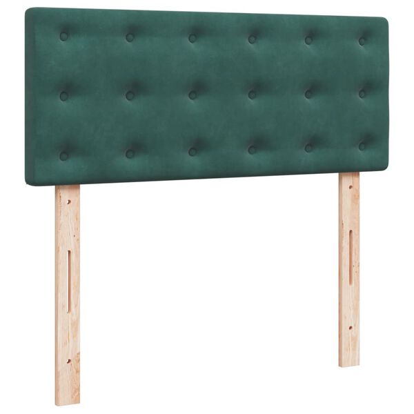 vidaXL Κρεβάτι Boxspring με Στρώμα Σκούρο Πράσινο 120x190εκ. Βελούδινο