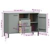 vidaXL Ντουλάπι OSLO Γκρι 113x40x77 εκ. Μασίφ Ξύλο με Μετ. Πόδια