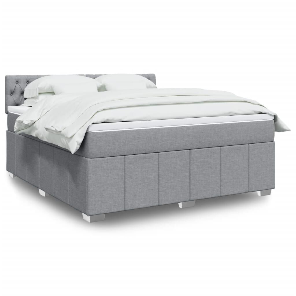vidaXL Κρεβάτι Boxspring με Στρώμα Ανοιχτό Γκρι 180x200 εκ. Υφασμάτινο