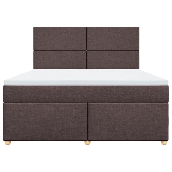 vidaXL Κρεβάτι Boxspring με Στρώμα Σκούρο Καφέ 180x200 εκ Υφασμάτινο