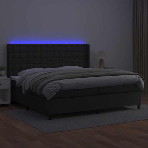 vidaXL &Kappa;&rho;&epsilon;&beta;ά&tau;&iota; Boxspring &mu;&epsilon; &Sigma;&tau;&rho;ώ&mu;&alpha; & LED &Mu;&alpha;ύ&rho;&omicron; 200x200 &epsilon;&kappa;. &Sigma;&upsilon;&nu;&theta;. &Delta;έ&rho;&mu;&alpha;