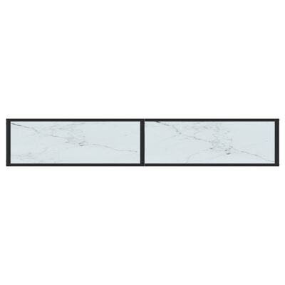 vidaXL Τραπέζι Κονσόλα Λευκό Όψη Μαρμάρου 200x35x75,5 εκ. Ψημένο Γυαλί