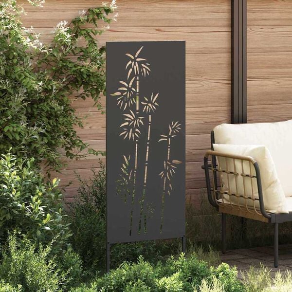 vidaXL Οθόνη Ιδιωτικότητας Κήπου Floral Μαύρο 50 x 140 εκ