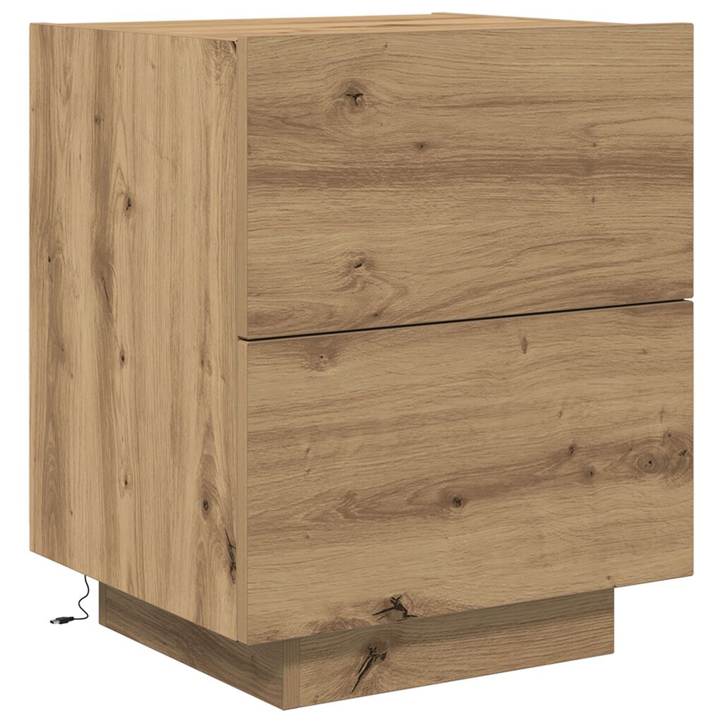 Κομοδίνο vidaXL με LED Φωτιστικά Artisan Oak 45x40x55 εκ.