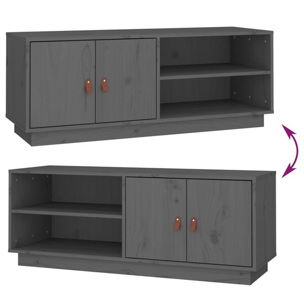 vidaXL Έπιπλο Τηλεόρασης Γκρι 105x34x40 εκ. από Μασίφ Ξύλο Πεύκου