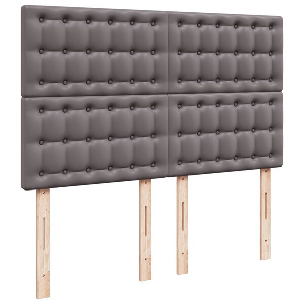 vidaXL Κρεβάτι Boxspring με Στρώμα Γκρι 140x190εκ. από Συνθετικό Δέρμα