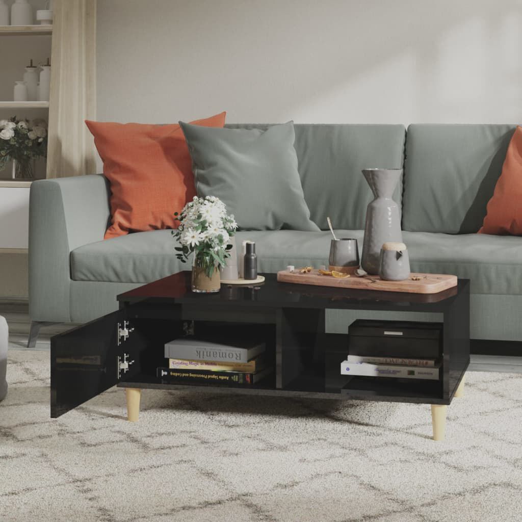 vidaXL Τραπεζάκι Σαλονιού Γυαλιστερό Μαύρο 90x60x35 εκ. Επεξ. Ξύλο