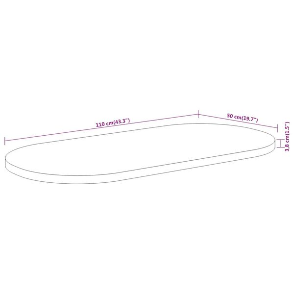 vidaXL Επιφάνεια Τραπεζιού Οβάλ 110x50x3,8 εκ. Μασίφ Ξύλο Ακακίας