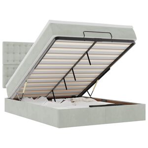 vidaXL Οθωμανικό κρεβάτι με στρώματα ανοιχτό γκρι 140x190cm Βελούδο