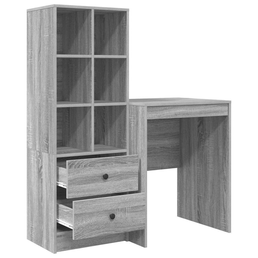 vidaXL Γραφείο με αποθηκευτικό χώρο 2 pcs Γκρι sonoma 60 x 50 x 76 εκ.
