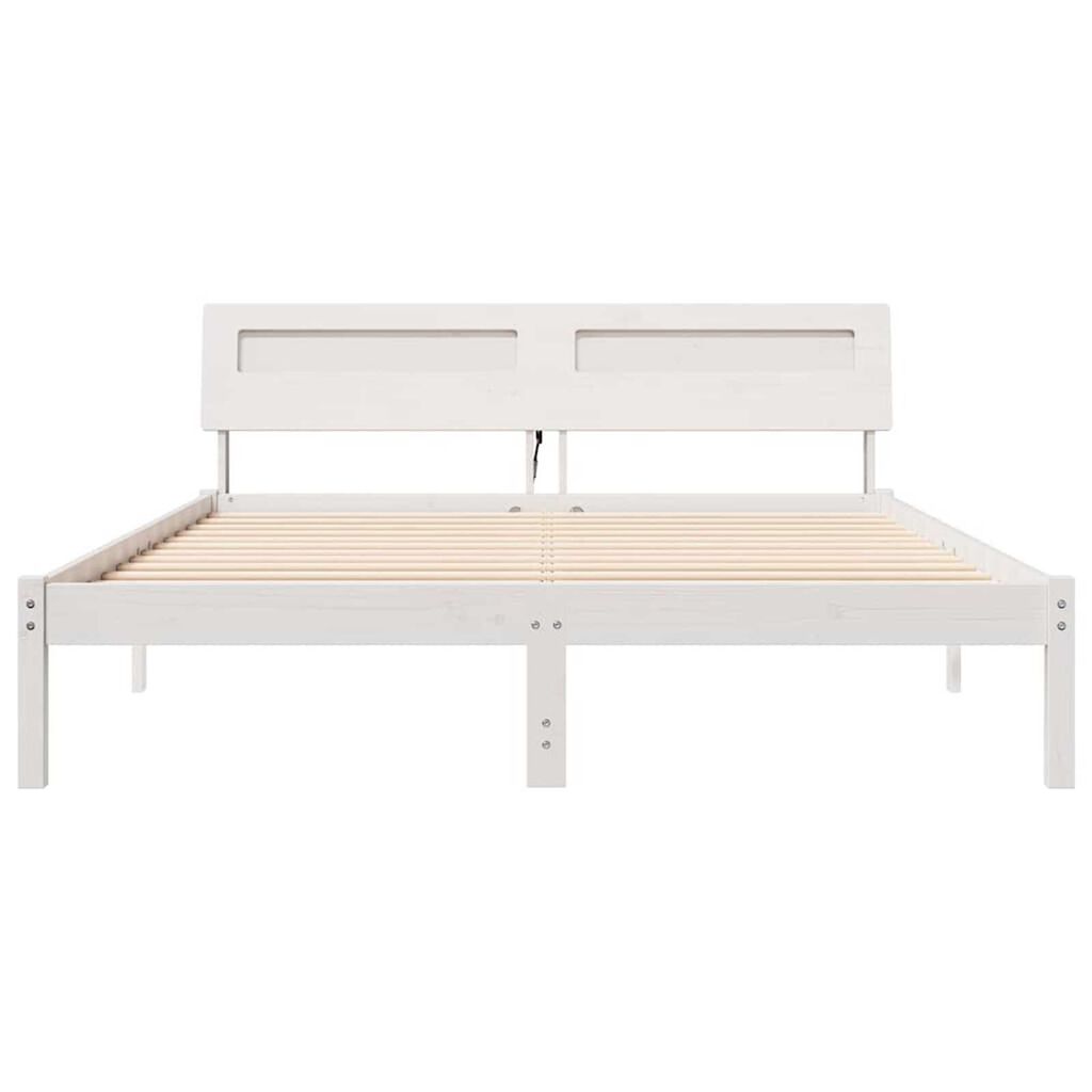 vidaXL Σκελετός Κρεβατιού Λευκό 150 x 200 cm Μασίφ ξύλο πεύκου