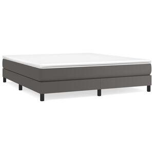 vidaXL Κρεβάτι Boxspring με Στρώμα Γκρι 180x200 εκ. Συνθετικό Δέρμα