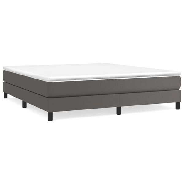 vidaXL Κρεβάτι Boxspring με Στρώμα Γκρι 180x200 εκ. Συνθετικό Δέρμα