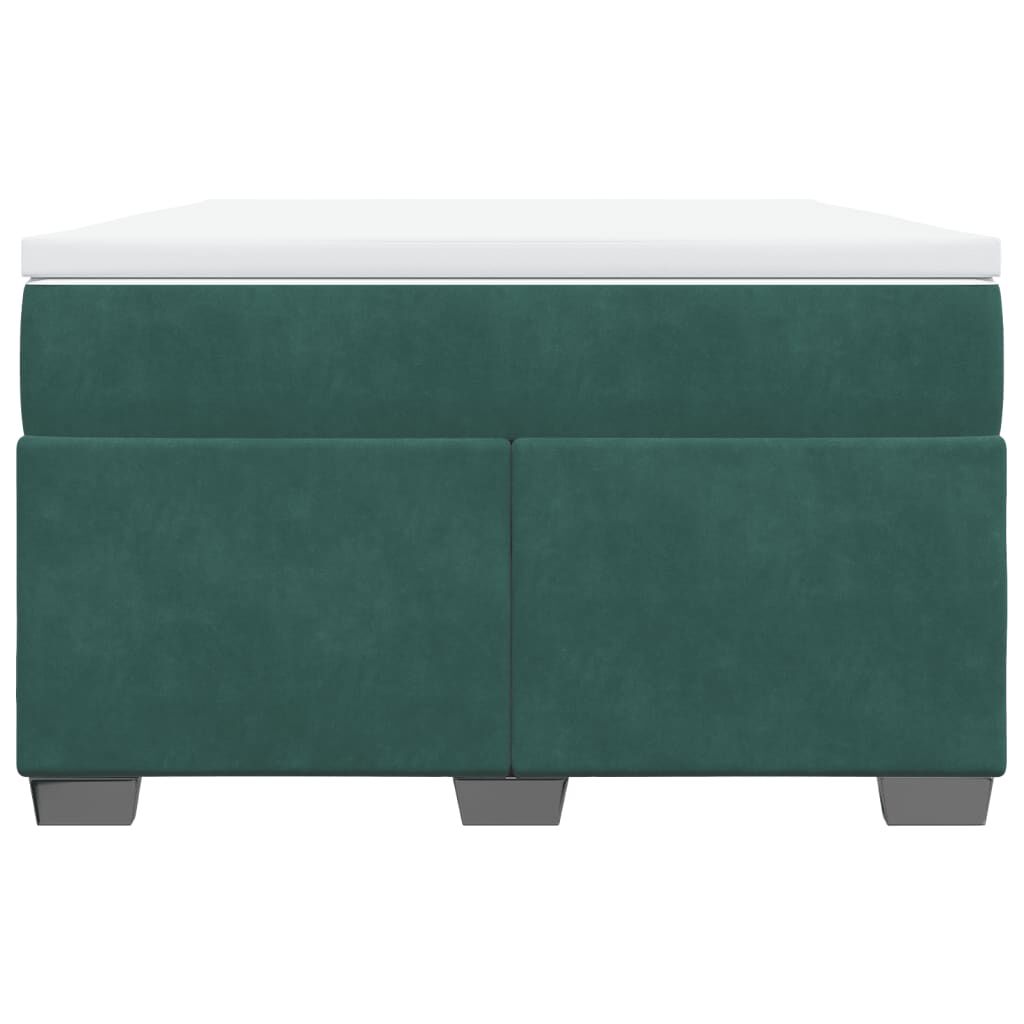 vidaXL Κρεβάτι Boxspring με Στρώμα Σκούρο Πράσινο 120x200εκ. Βελούδινο