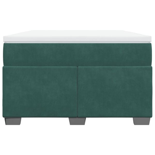 vidaXL Κρεβάτι Boxspring με Στρώμα Σκούρο Πράσινο 120x200εκ. Βελούδινο