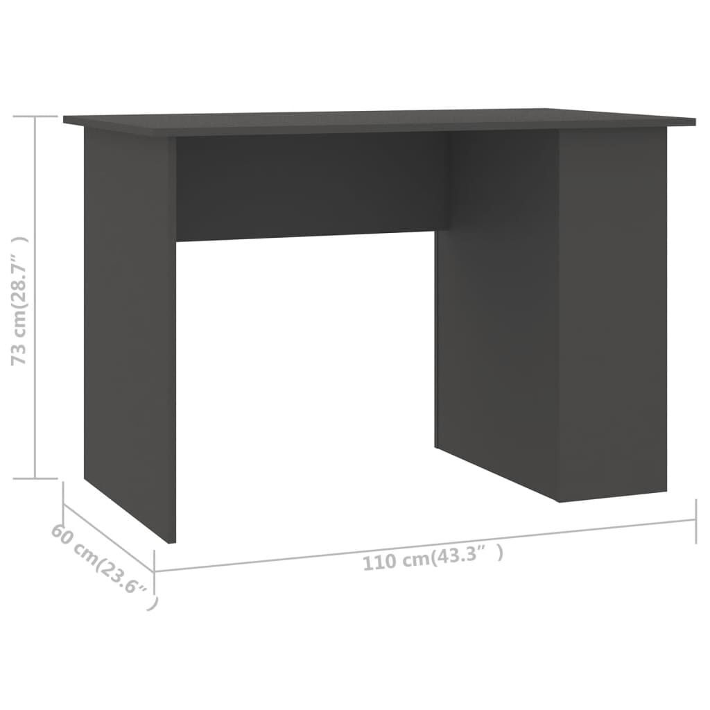 vidaXL Γραφείο Γκρι 110 x 60 x 73 εκ. από Μοριοσανίδα