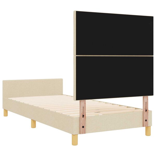 vidaXL Σκελετός Κρεβατιού με κεφαλάρι Κρεμ 90 x 200 cm ύφασμα
