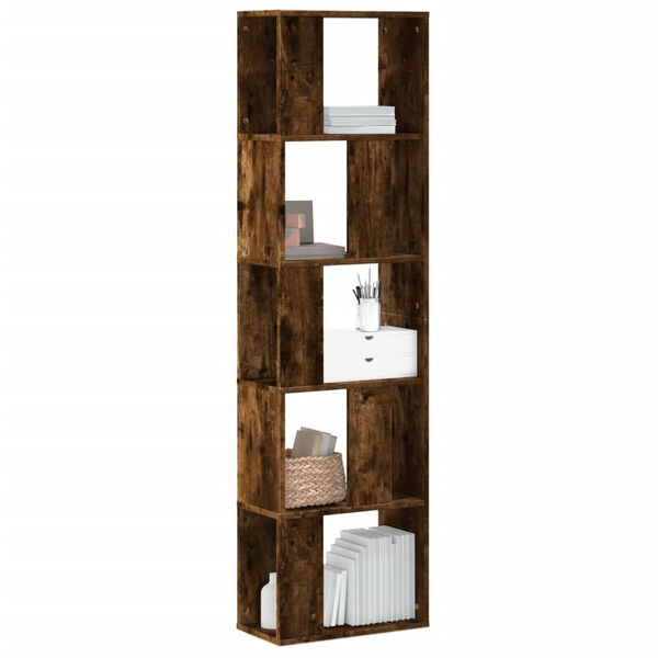 vidaXL Βιβλιοθήκη 5 Επιπέδων Καπνιστή Δρυς 45x23,5x162,5εκ. Επεξ. Ξύλο