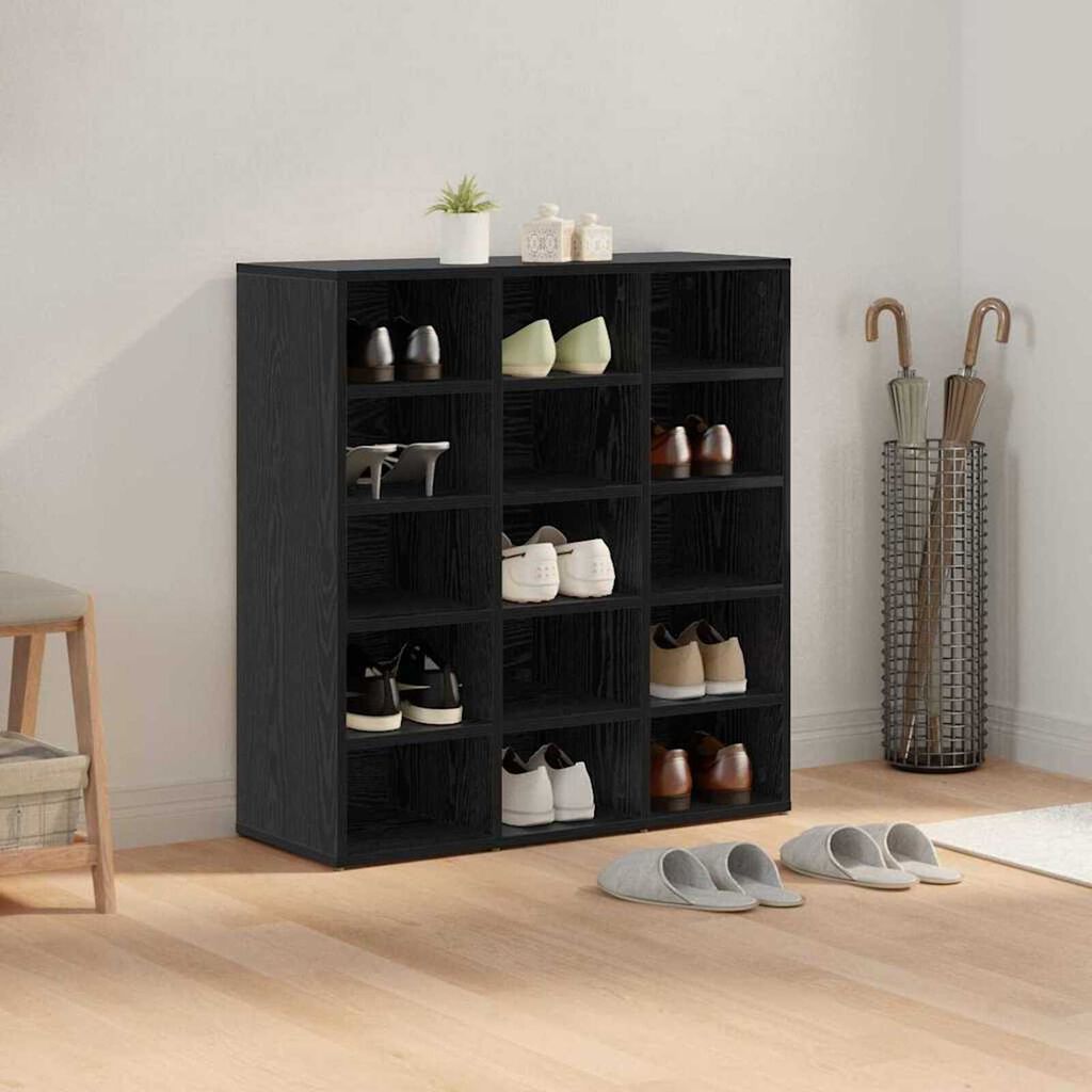 vidaXL Παπουτσοθήκη Μαύρη δρυς 77.5 x 30 x 83.5 εκ. Επεξεργασμένο ξύλο