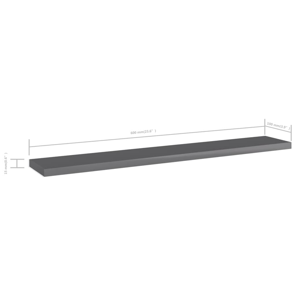 vidaXL Ράφια Βιβλιοθήκης 8 τεμ. Γυαλ. Γκρι 60x10x1,5 εκ. Μοριοσανίδα