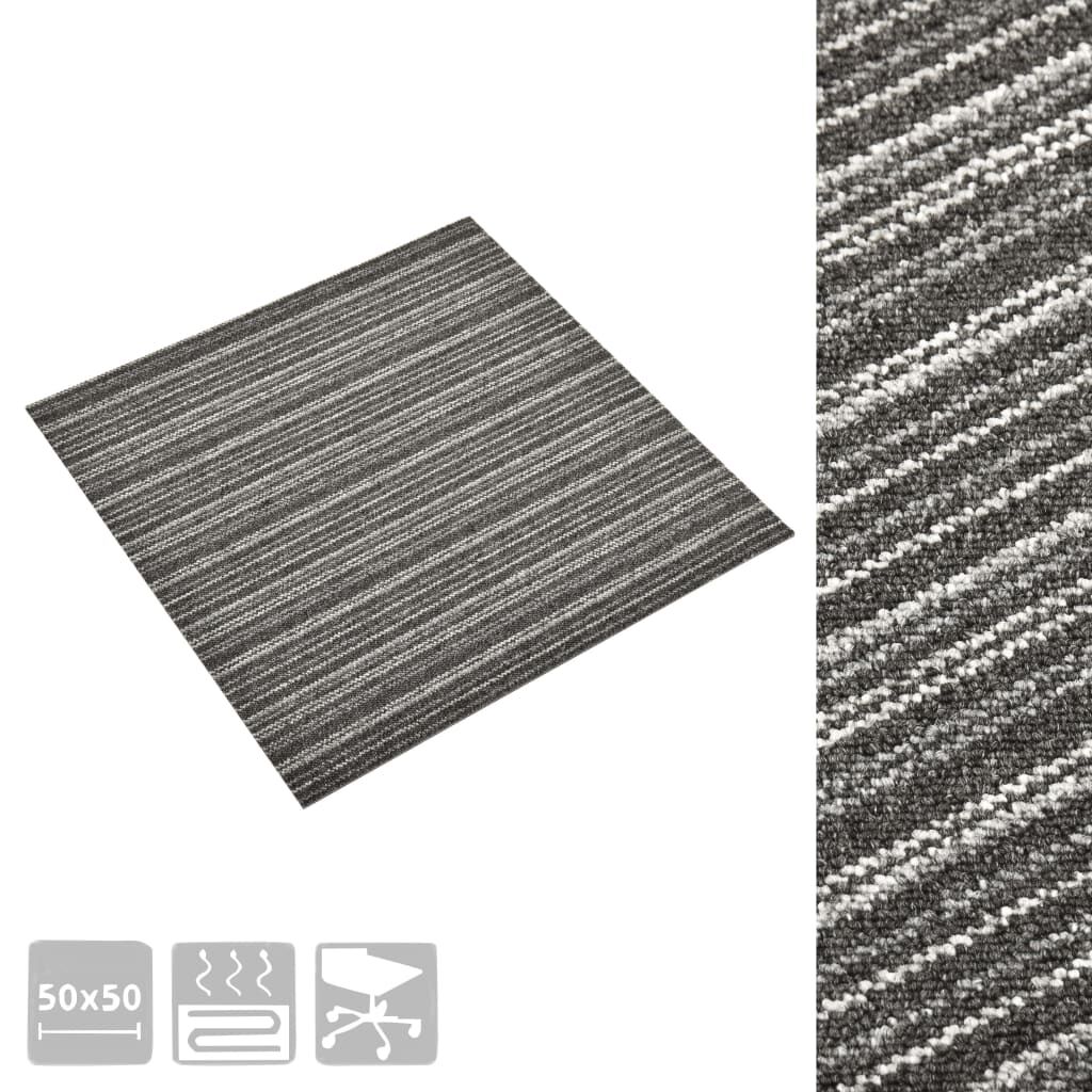 vidaXL Μοκέτα Πλακάκι 20 τεμ. Ανθρακί Ριγέ 5 μ² 50x50 εκ.