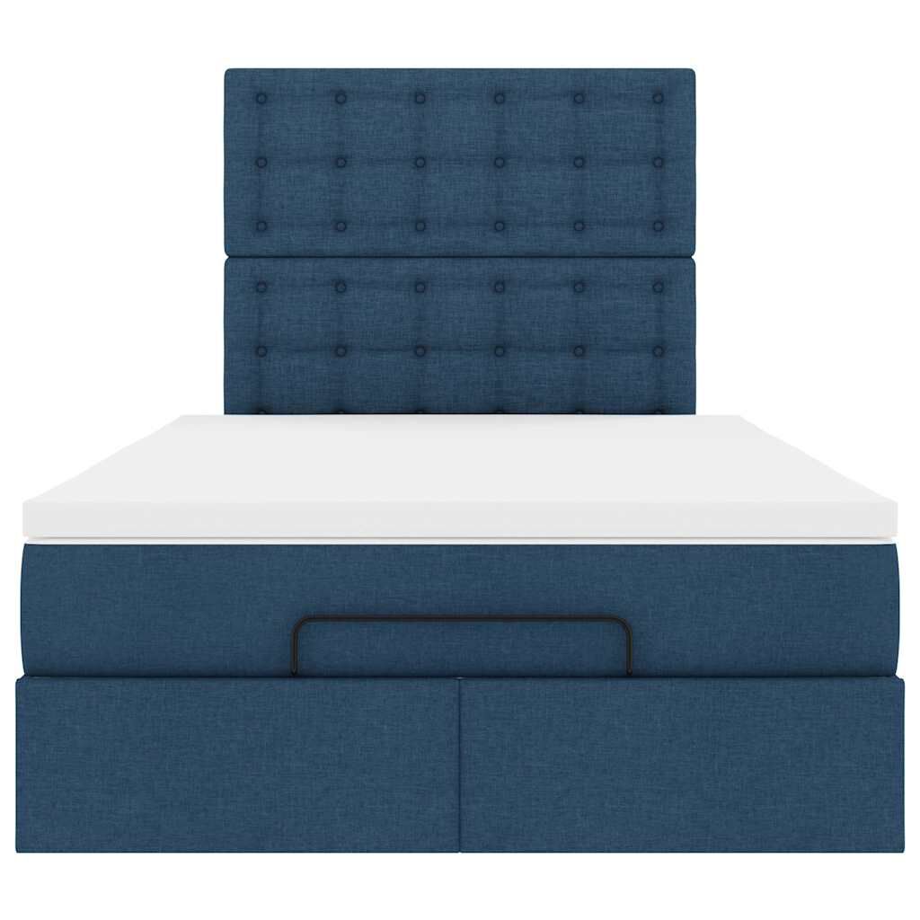 vidaXL Οθωμανικό κρεβάτι με στρώμα μπλε 120x200cm ύφασμα