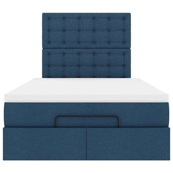 vidaXL Οθωμανικό κρεβάτι με στρώμα μπλε 120x200cm ύφασμα