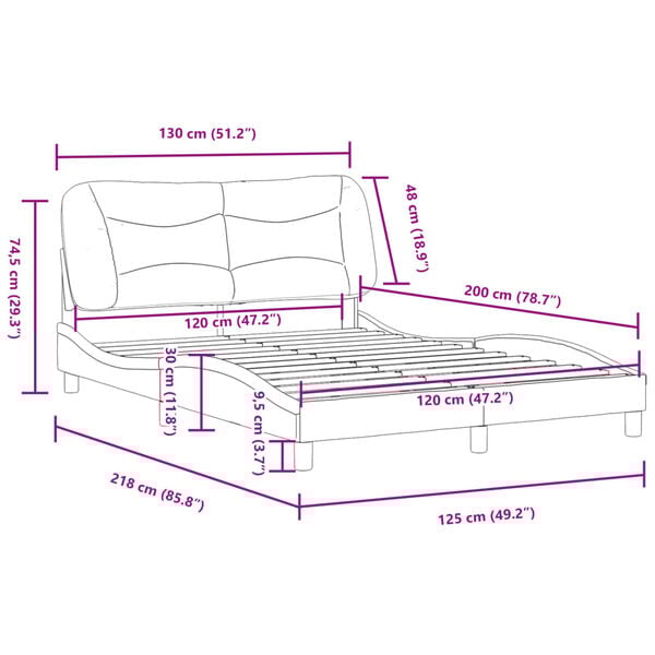 vidaXL Πλαίσιο Κρεβατιού με Κεφαλάρι Λευκό 120x200 εκ. Συνθετικό Δέρμα