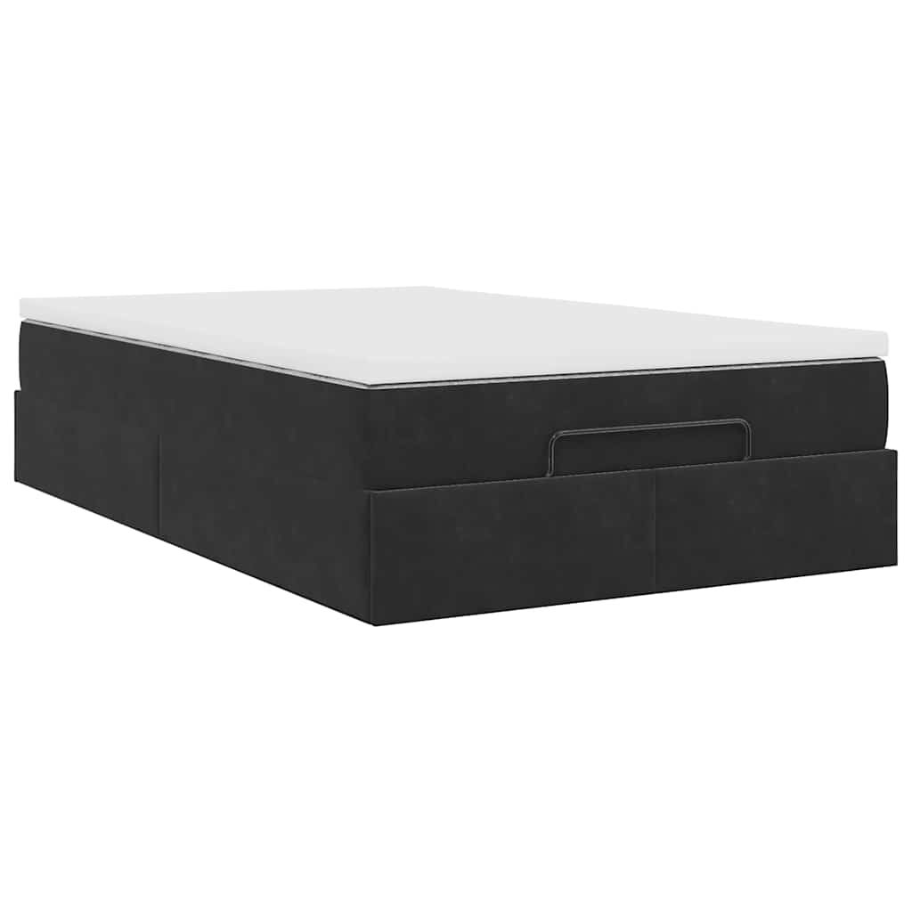 vidaXL Οθωμανικό κρεβάτι με στρώμα Μαύρο 120x200cm Velvet