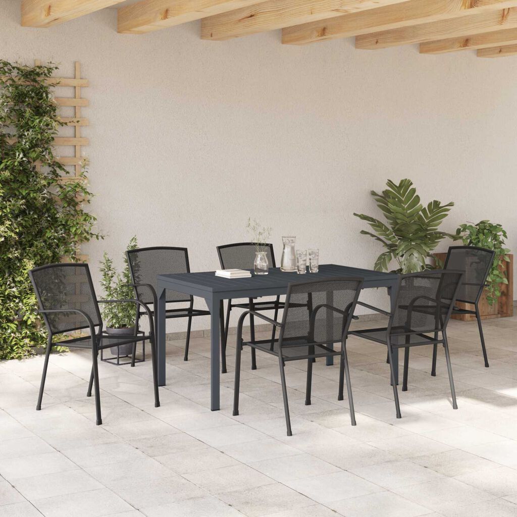 vidaXL Σέτ φαγητού για κήπο 7 pcs Ανθρακί Ατσάλι