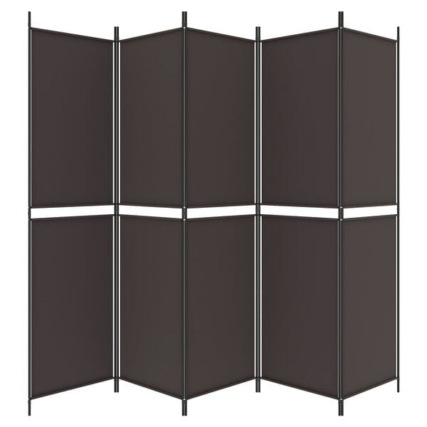 vidaXL Διαχωριστικό Δωματίου με 5 Πάνελ Καφέ 250x200 εκ. από Ύφασμα