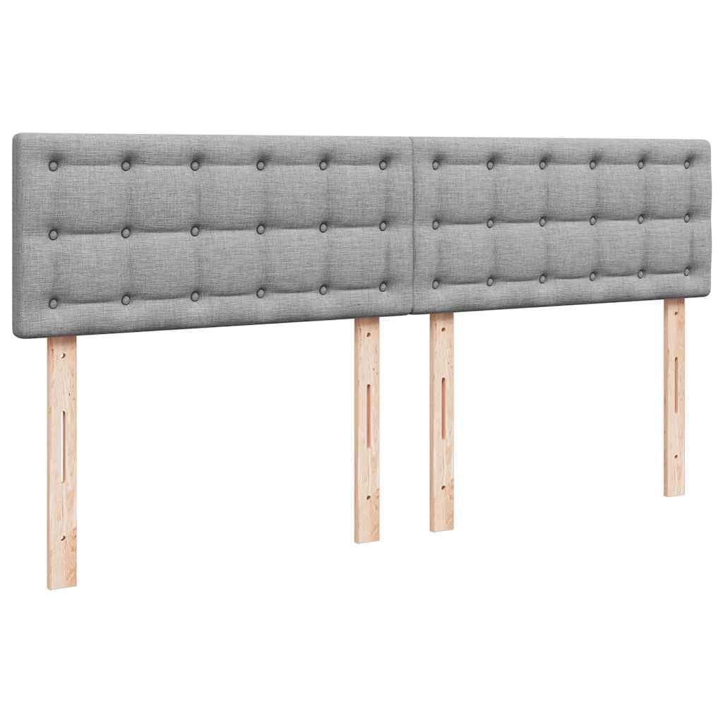 vidaXL Κρεβάτι Boxspring με Στρώμα Ανοιχτό Γκρι 200x200 εκ. Υφασμάτινο