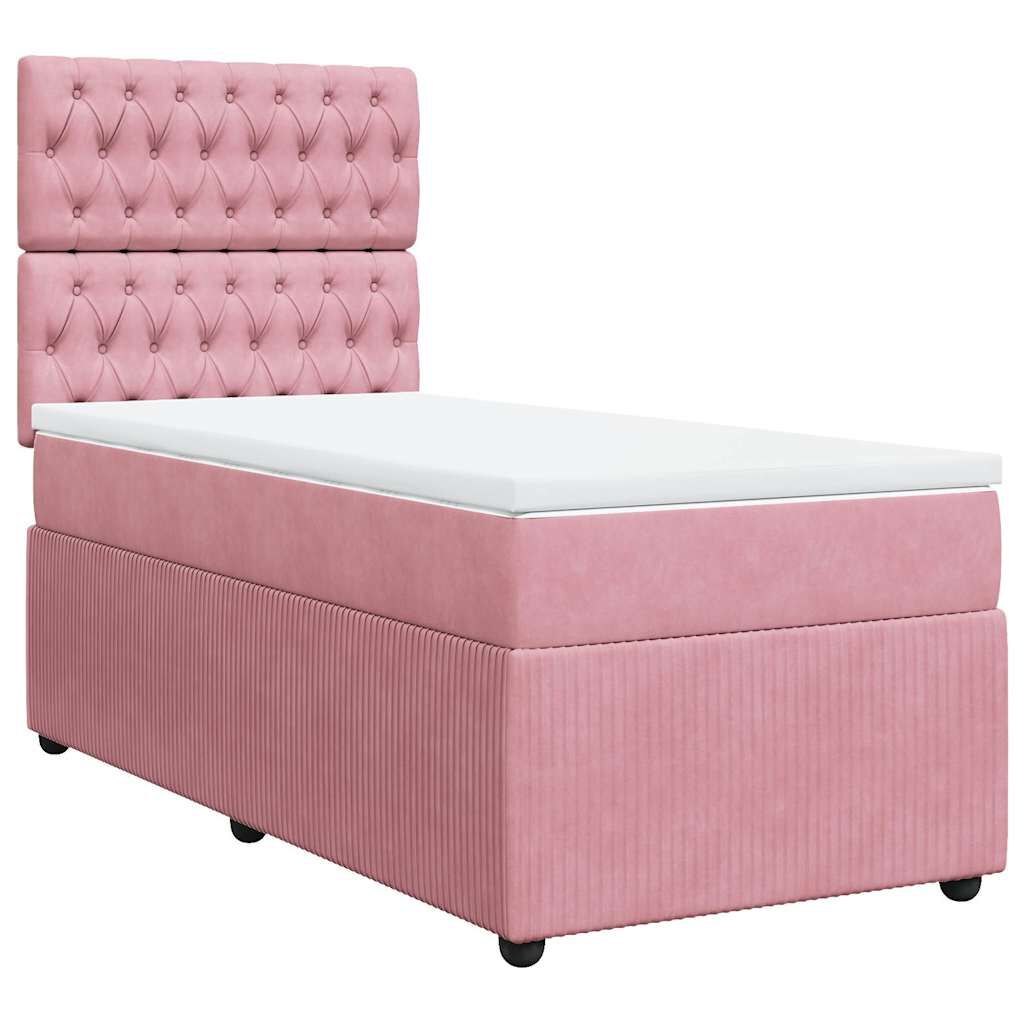 vidaXL Κρεβάτι Boxspring με Στρώμα Ροζ 80 x 200 εκ. Βελούδινο