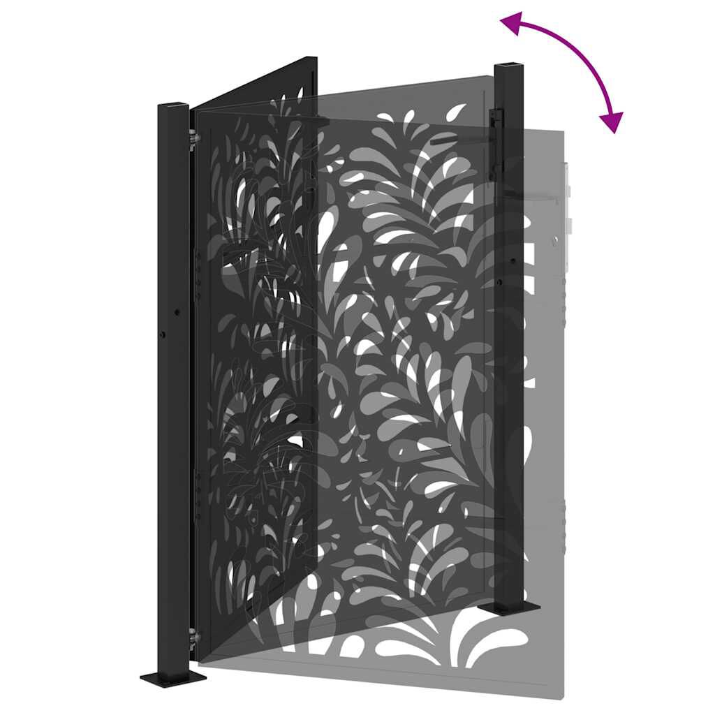 vidaXL Πύλη κήπου Μαύρη 105x130 cm Ατσάλινο σχέδιο κύματος