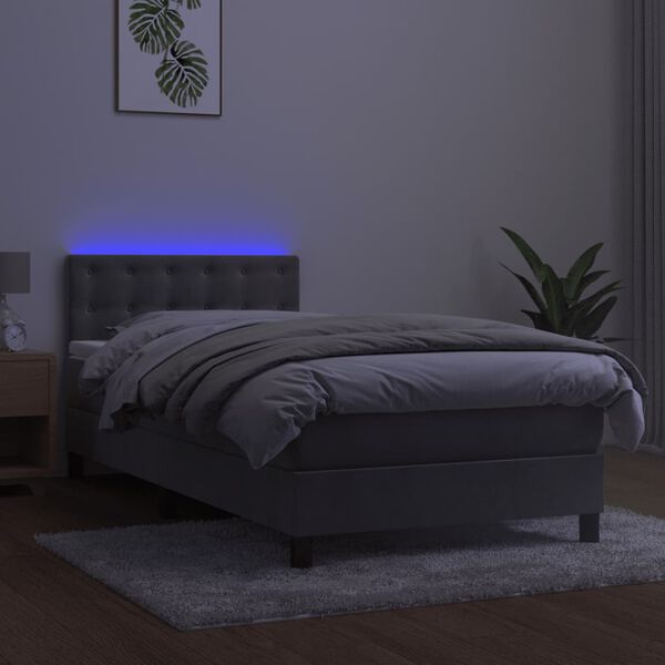 vidaXL &Kappa;&rho;&epsilon;&beta;ά&tau;&iota; Boxspring &mu;&epsilon; &Sigma;&tau;&rho;ώ&mu;&alpha; & LED &Alpha;&nu;.&Gamma;&kappa;&rho;&iota; 90x200 &epsilon;&kappa;. &Beta;&epsilon;&lambda;&omicron;ύ&delta;&iota;&nu;&omicron;