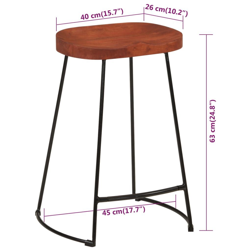 vidaXL Σκαμπό Μπαρ Gavin 2 τεμ. 45x40x63 εκ. από Μασίφ Ξύλο Μάνγκο
